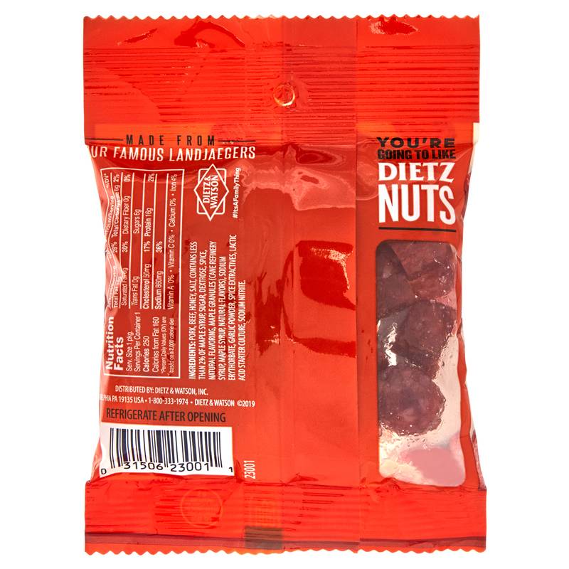 Dietz Nuts Honey Maple Smoked Sausage Bites2oz - Dietz & Watson