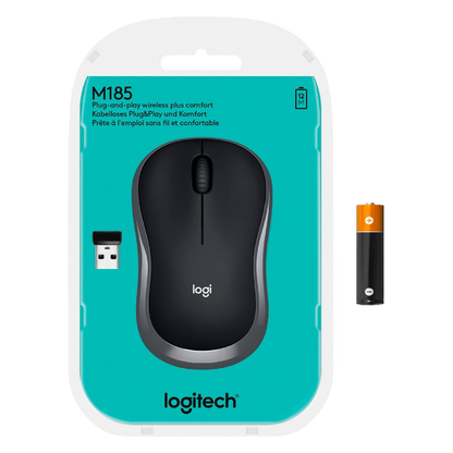 Logitech M185 Black Wireless Computer Mouse