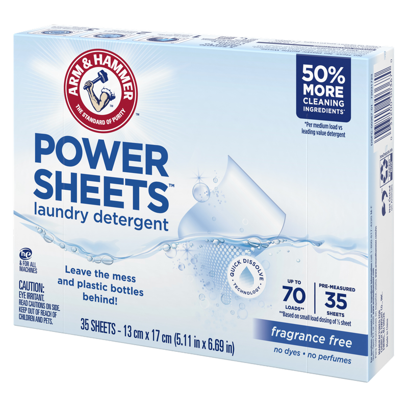 Arm & Hammer Laundry XL Detergent Sheets Fragrance Free, 35ct
