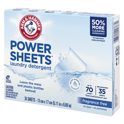 Arm & Hammer Laundry XL Detergent Sheets Fragrance Free, 35ct