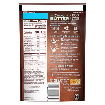 Betty Crocker Mashed Potatoes, Homestyle Creamy Butter 4.7oz