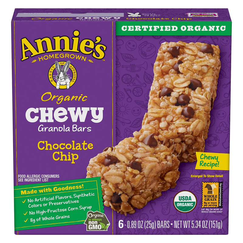 Annie's Homegrown Organic Chocolate Chip Chewy Granola Bars 6ct - Annie ...