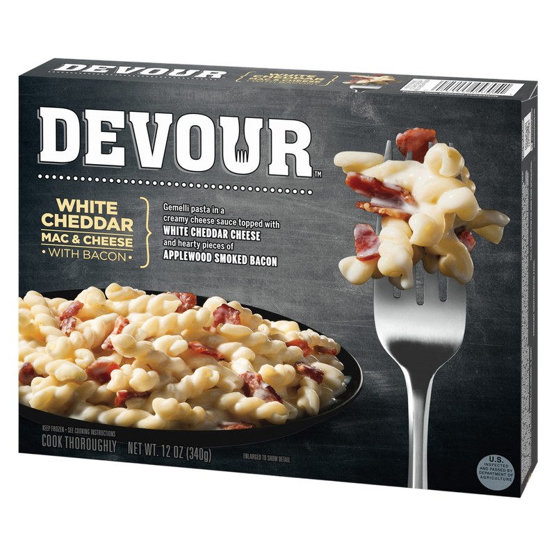Devour Frozen White Cheddar Mac & Cheese with Bacon Meal 12oz