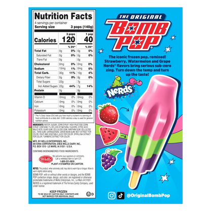 Bomb Pop NERDS Ice Pop, 12 Pack