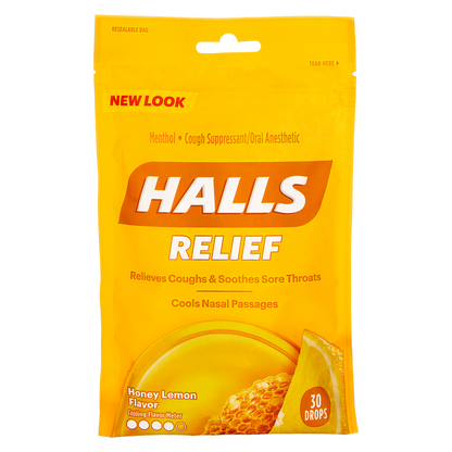 Halls Honey Lemon Cough Drops 30ct