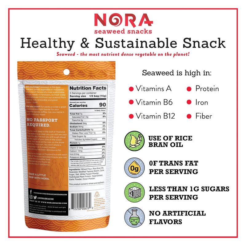 Nora Snacks Original Tempura Seaweed Snacks,  1.41 oz