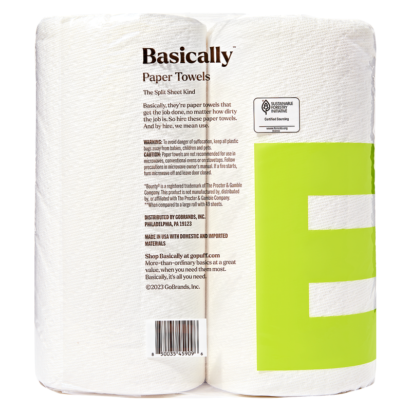 Basically 2ct Split Sheet Paper Towels Double Roll