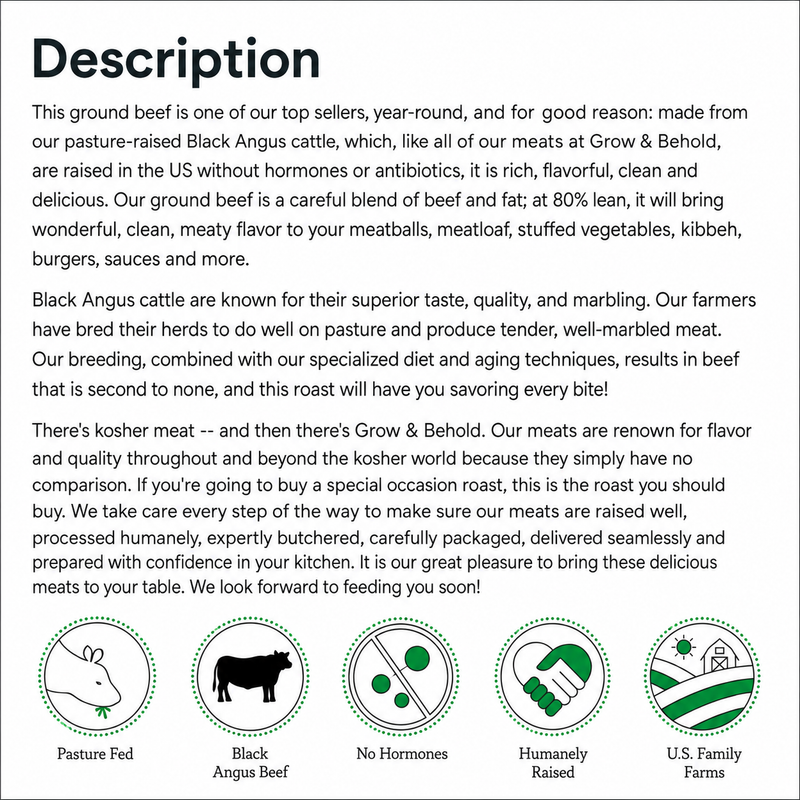 Grow & Behold Kosher Black Angus Ground Beef - 1lb