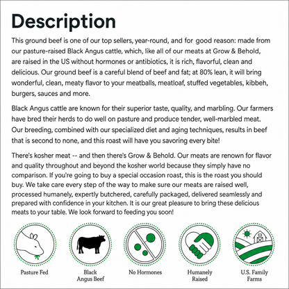 Grow & Behold Kosher Black Angus Ground Beef - 1lb