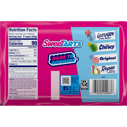 SweeTARTS Ropes, Candy, Watermelon Berry Collision, Soft and Chewy, 3.5 oz