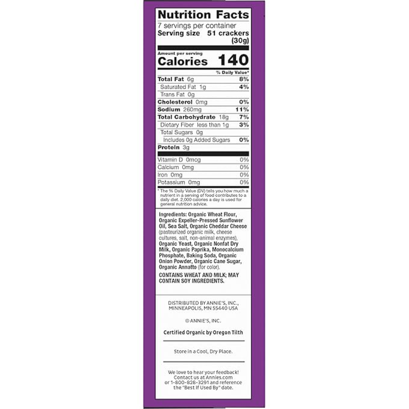 Annie's Organic Cheddar Bunnies Crackers 7.5oz