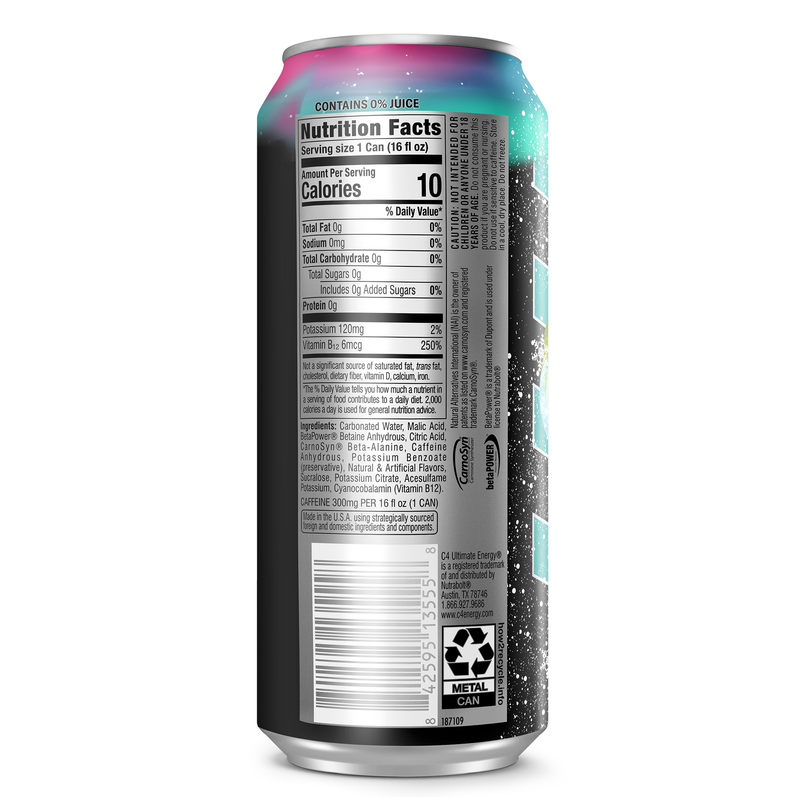 C4 Ultimate Energy Zero Sugar Tropical Tundra Frost 16oz Can - C4