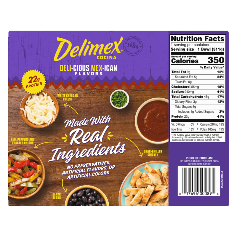 Delimex Char-Grilled Chicken Fajita Burrito Bowl 11oz