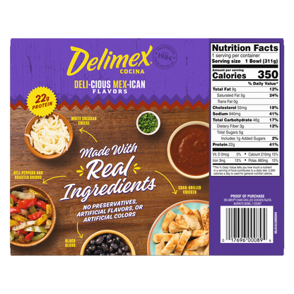 Delimex Char-Grilled Chicken Fajita Burrito Bowl 11oz