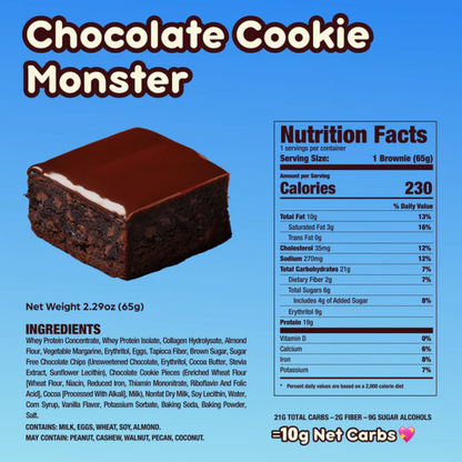 Prime Bites Protein Brownie, Chocolate Cookie Monster,  2.29 oz