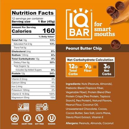 IQBAR Peanut Butter Chip Bar 1.6oz