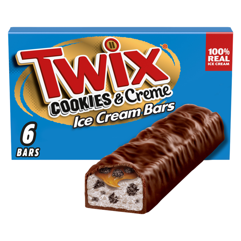 TWIX Cookies & Cream Milk Chocolate Ice Cream Bars, 6 Pack, 1.93 Oz Bars