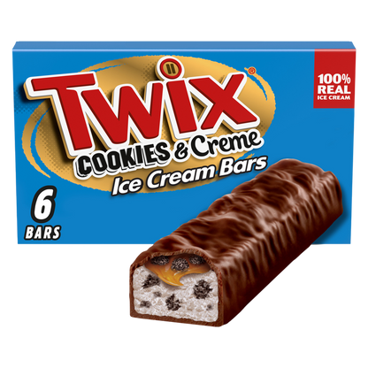 TWIX Cookies & Cream Milk Chocolate Ice Cream Bars, 6 Pack, 1.93 Oz Bars