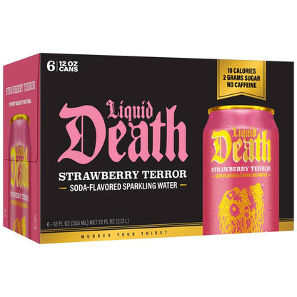 Liquid Death Strawberry Terror Sparkling Water 6pk 12oz Can