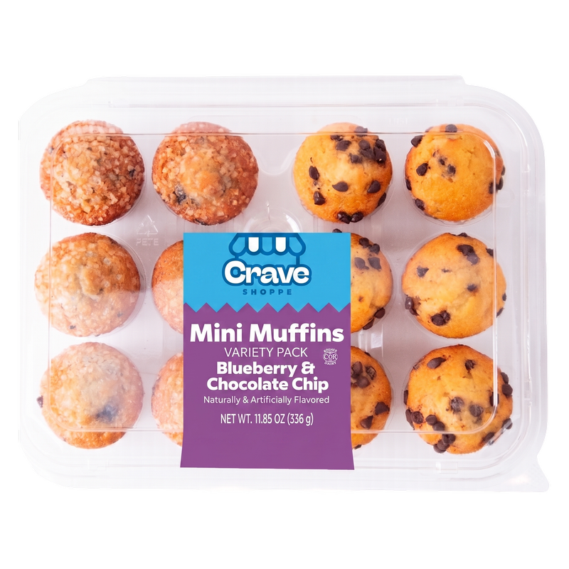 Crave Shoppe Mini Muffins Chocolate Chip & Blueberry - 12 ct