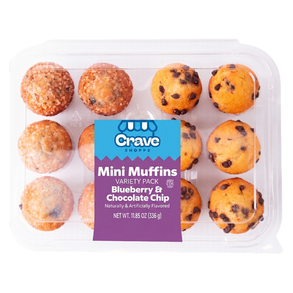 Crave Shoppe Mini Muffins Chocolate Chip & Blueberry - 12 ct