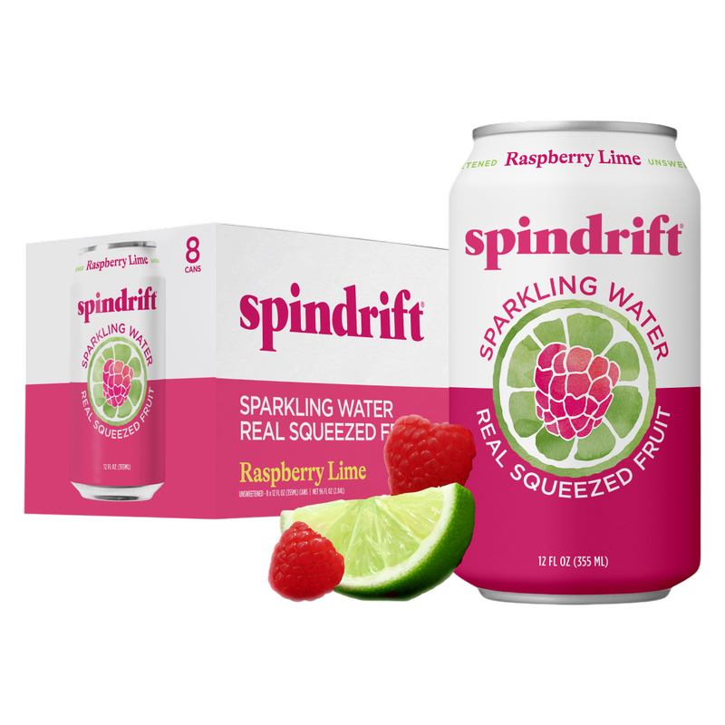 Spindrift Raspberry Lime Sparkling Water 8pk 12oz can