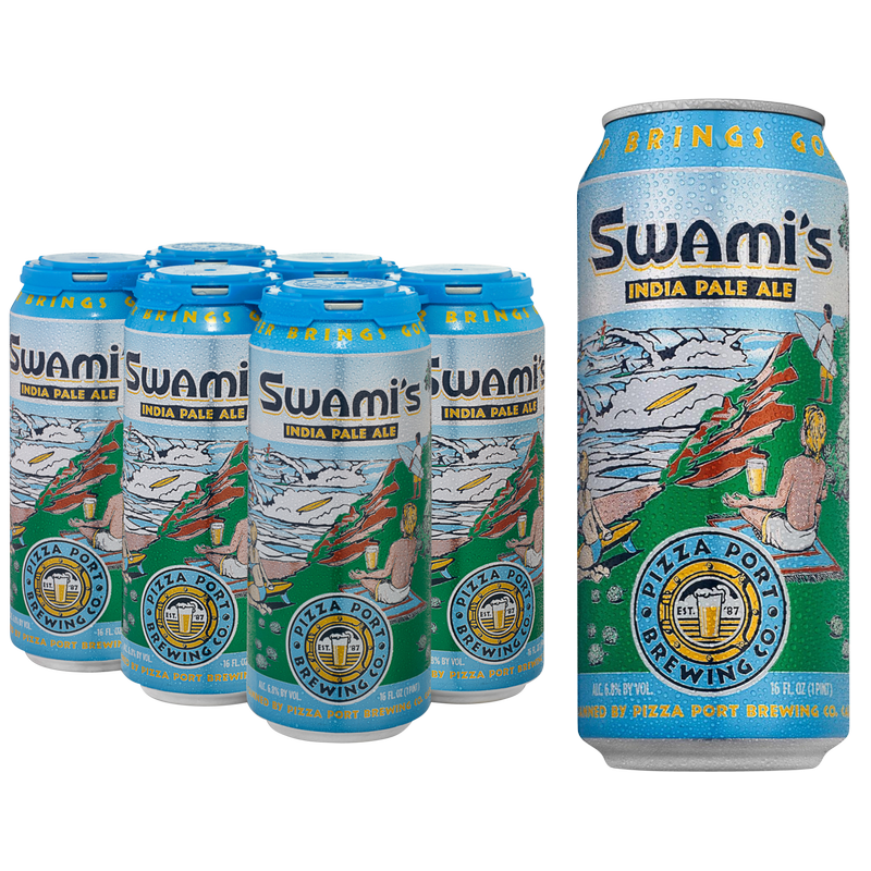 Pizza Port Swami's IPA 6pk 16oz Can 6.8% ABV - Pizza Port – BevMo!
