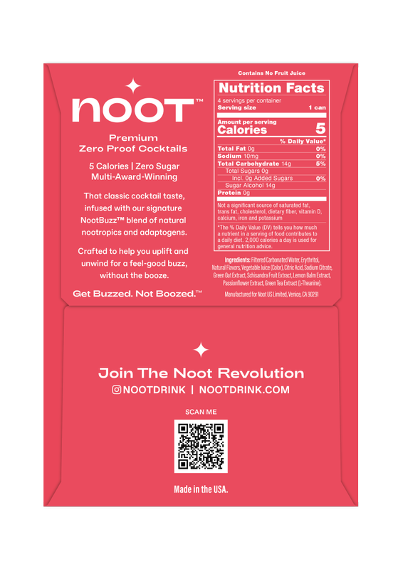 Noot Watermelon Margarita Non-Alcoholic Cocktail 4pk 12oz Can