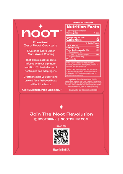 Noot Watermelon Margarita Non-Alcoholic Cocktail 4pk 12oz Can