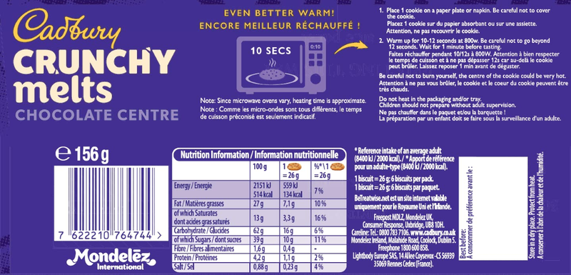 Cadbury Melts Cookies, 5.5 oz
