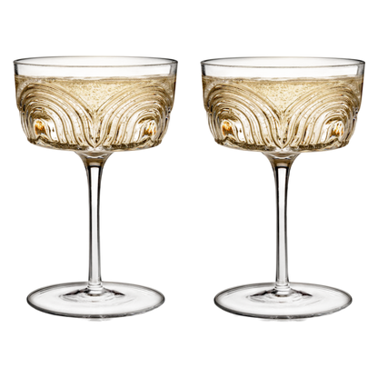 Viski Deco Beau Crystal Coupe Glasses S/2