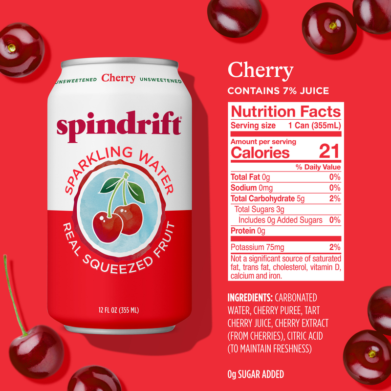 Spindrift Cherry Sparkling Water 8pk 12oz Can