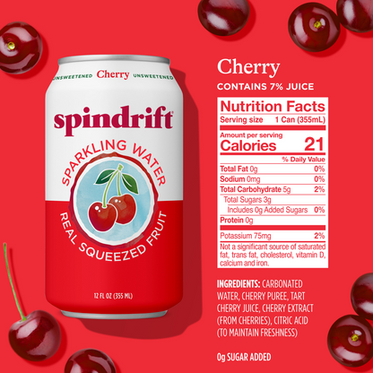 Spindrift Cherry Sparkling Water 8pk 12oz Can