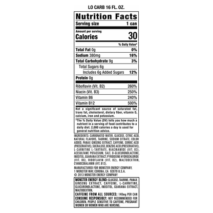 Monster Energy Lo-Carb 16oz Can