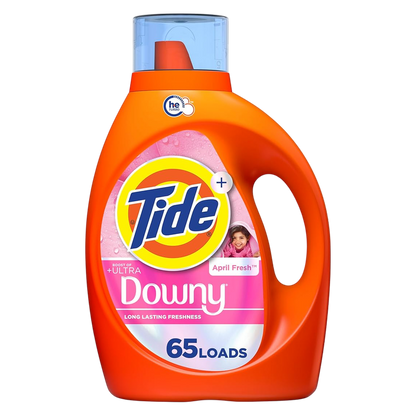 Tide Plus Boost of Ultra Downy Liquid Laundry Detergent, April Fresh Scent, 65 Loads, 92oz