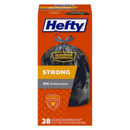 Hefty Extra Strong Multipurpose Large Trash Bags 30 Gallon, 28 Ct