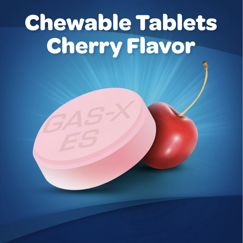 Gas-X Extra Strength Chewable Gas Relief Tablets with Simethicone 125 mg, Cherry - 18 Count