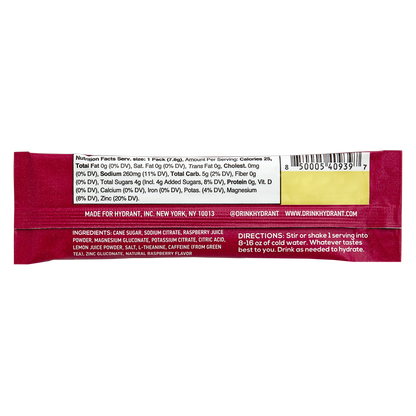 Hydrant Raspberry Lemon + Caffeine Hydration Mix 0.29oz