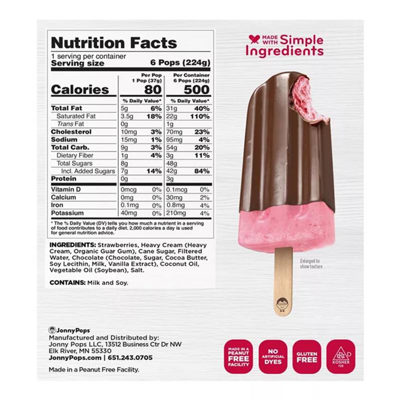 JonnyPops Chocolate-Dipped Strawberry Cream Mini Pops 6ct