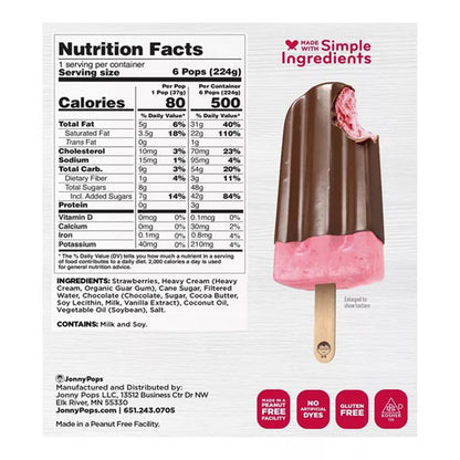 JonnyPops Chocolate-Dipped Strawberry Cream Mini Pops 6ct