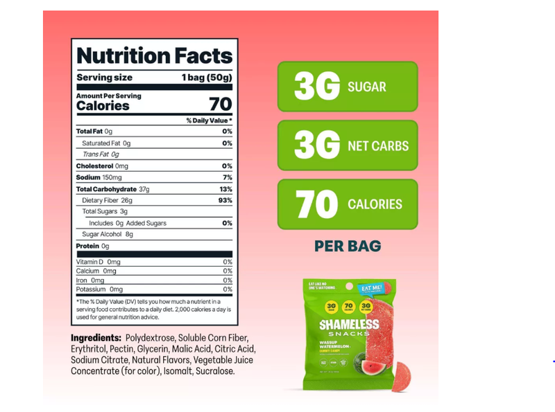 Shameless Gummies Wassup Watermelon 1.8oz