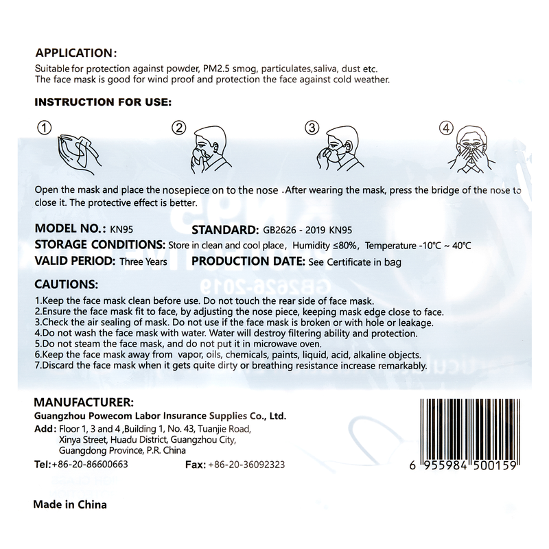 Powecom KN95 Masks 10 Count (White)