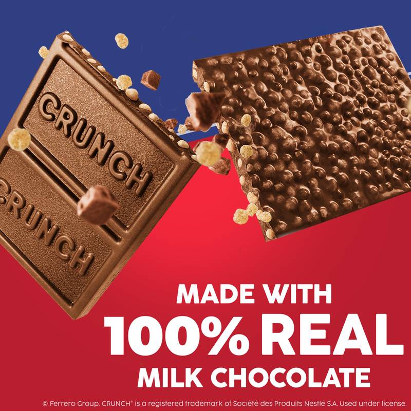 CRUNCH Milk Chocolate and Crisped Rice, Share Size Candy Bars, 2.7 oz