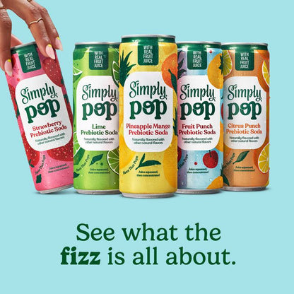 Simply Pop Strawberry Prebiotic Soda 12oz Can