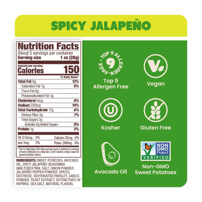 Jackson's Avocado Oil Spicy Jalapeno Sweet Potato Chip, 5oz