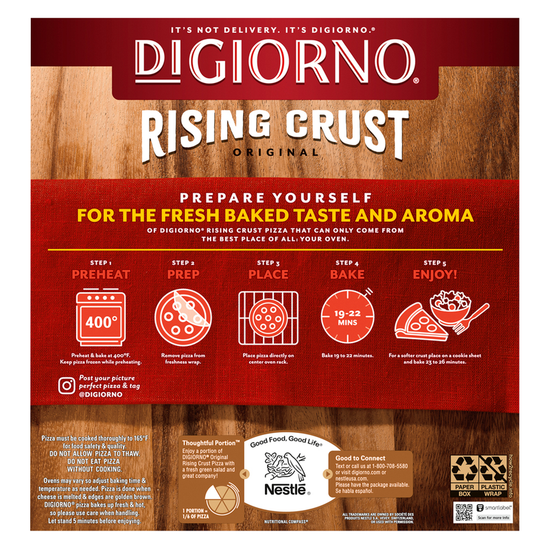 DiGiorno Frozen Original Rising Crust Four Cheese Pizza, 28.2oz