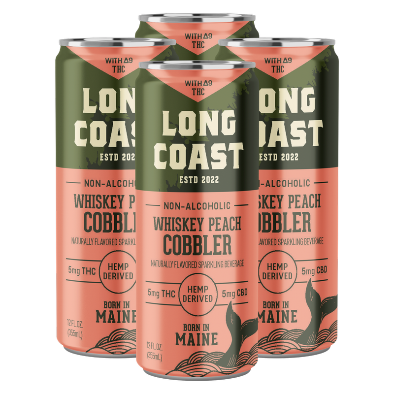 Long Coast THC 5mg Whiskey Peach Cobbler Cocktail 4pk 12oz Can