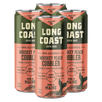Long Coast THC 5mg Whiskey Peach Cobbler Cocktail 4pk 12oz Can
