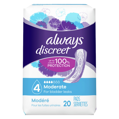 Always Discreet Incontinence Pads Moderate Size 4 20ct