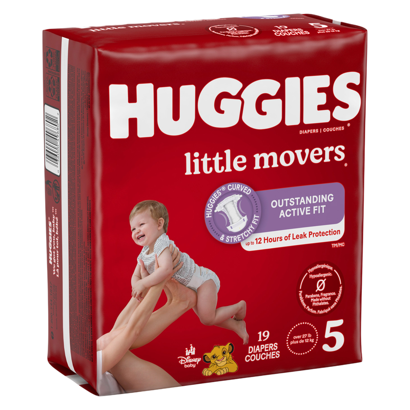 Huggies Little Movers Baby Diapers, Size 5 (27+ lbs), 19 Ct